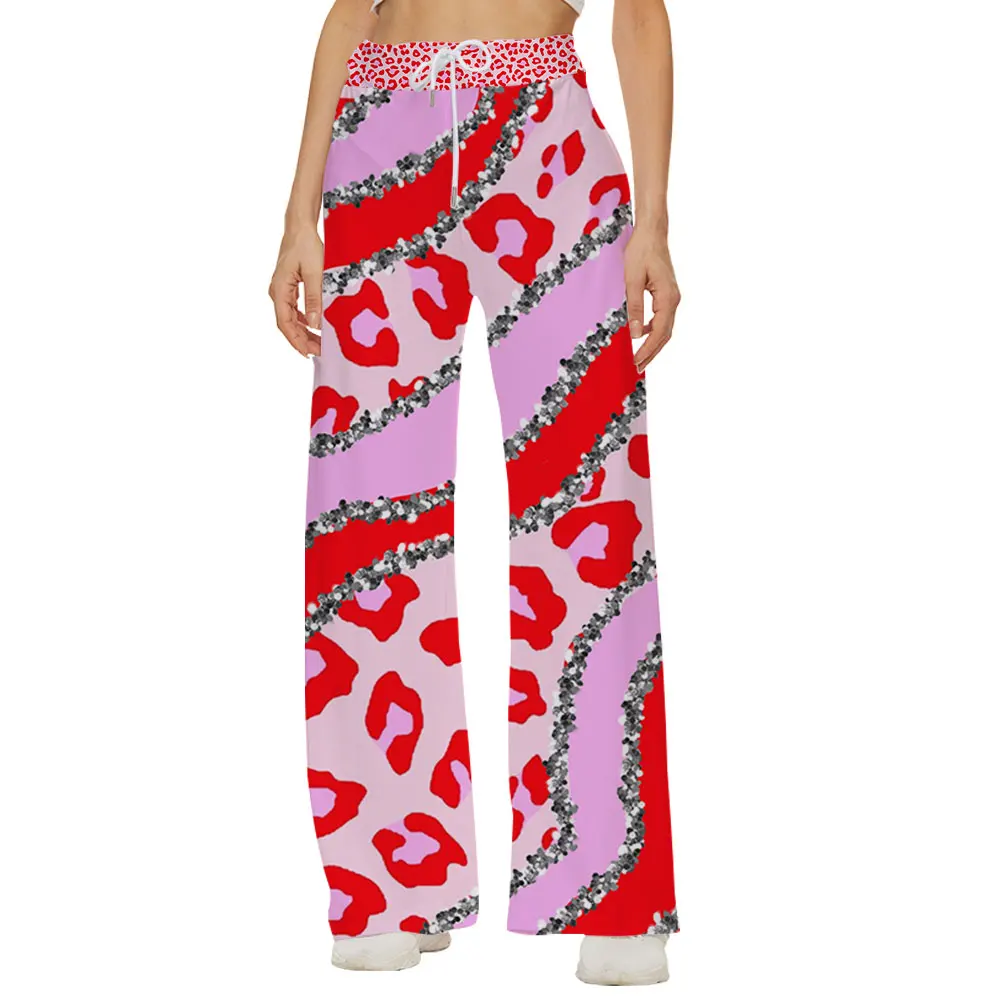 

Women Bottoms Sweatpants Wide Leg Pants Trousers High Waist Personality Leopard Printing Women Casual Female Trousers Streetwear