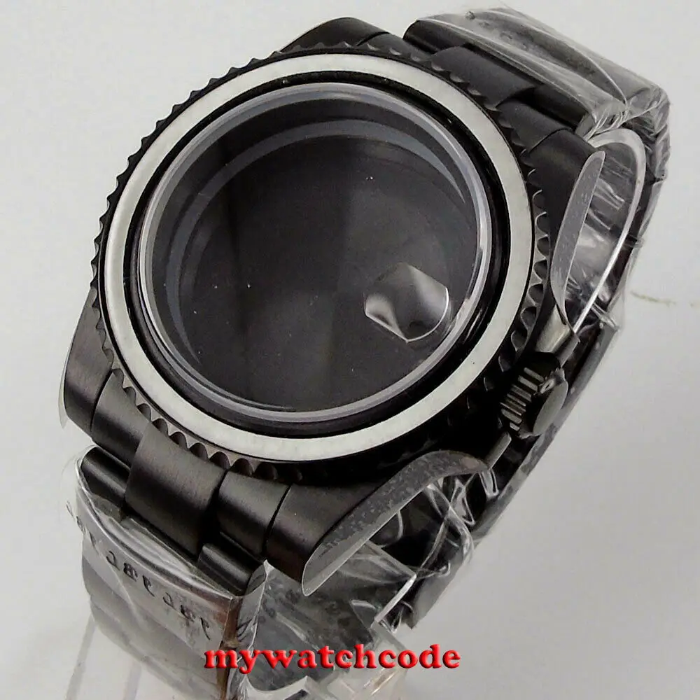 40mm Sapphire Glass Black PVD Watch Case Fit NH35 NH36 Miyota 8215 2813 Movement