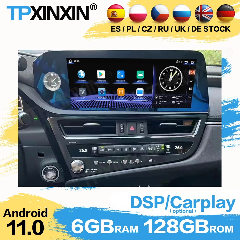 

Автомобильный мультимедийный плеер Carplay для Lexus ES ES200 ES300h ES260 XV70 2020 2021 2022 радио Coche с Bluetooth GPS Навигатором