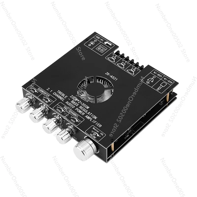 Фото ZK-AS21 2.1-канальный цифровой усилитель мощности TPA3255 с Bluetooth, модуль с регулировкой высоких и низких частот, сабвуфер 220Вт*2 №1