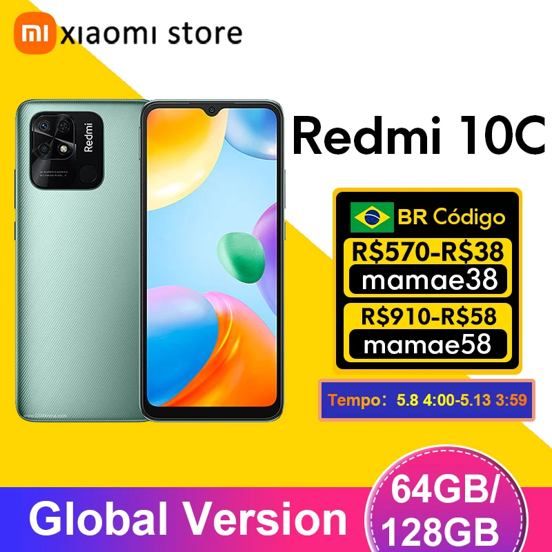  Смартфон Xiaomi Redmi 10C, Snapdragon 680, 4 + 64/128 ГБ, 6,71 дюйма, камера 50 МП, быстрая зарядка 18 Вт 