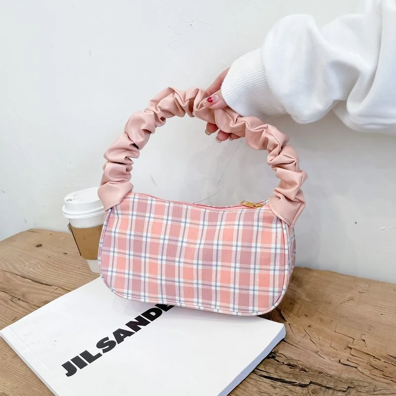 

Дизайнерские женские хлопковые плиссированные сумки, летняя портативная клетчатая сумка на молнии через плечо, Новая модная женская сумка ...