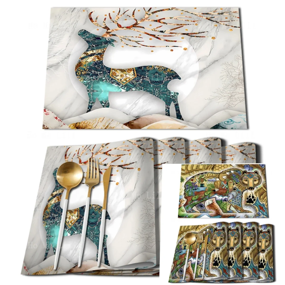 Американский лес Рождественский олень абстрактное искусство Северо-Западный