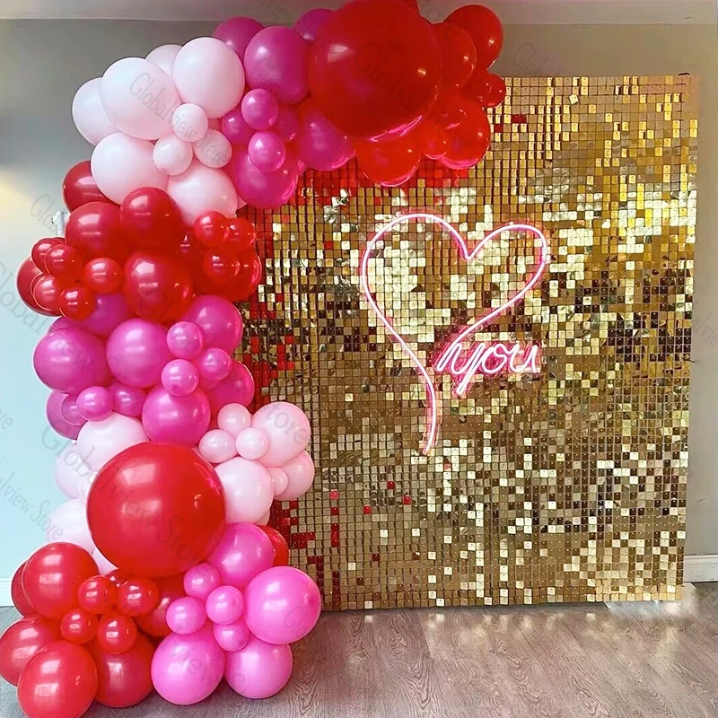 

Hot Pink Red Balloon Garland Valentine Day Decor Pink Rose Red Balloons Valentine Party Decoration Birthday Wedding Balloons