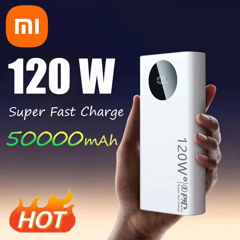 Xiaomi 50000 мАч Power Bank 120 Вт Быстрая зарядка Портативное зарядное устройство большой