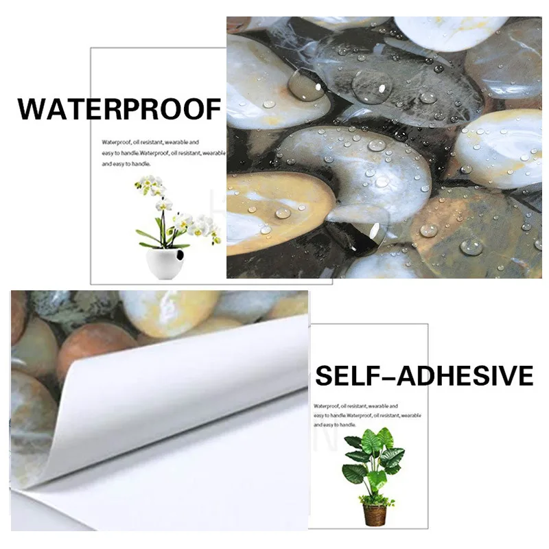 

55cm*10m 3D DIY Wall Stickers Cobblestone Self Adhesive Wallpaper Vinyl Wrap Film Kitchen Countertop Peel Stick Wallpaper Decal