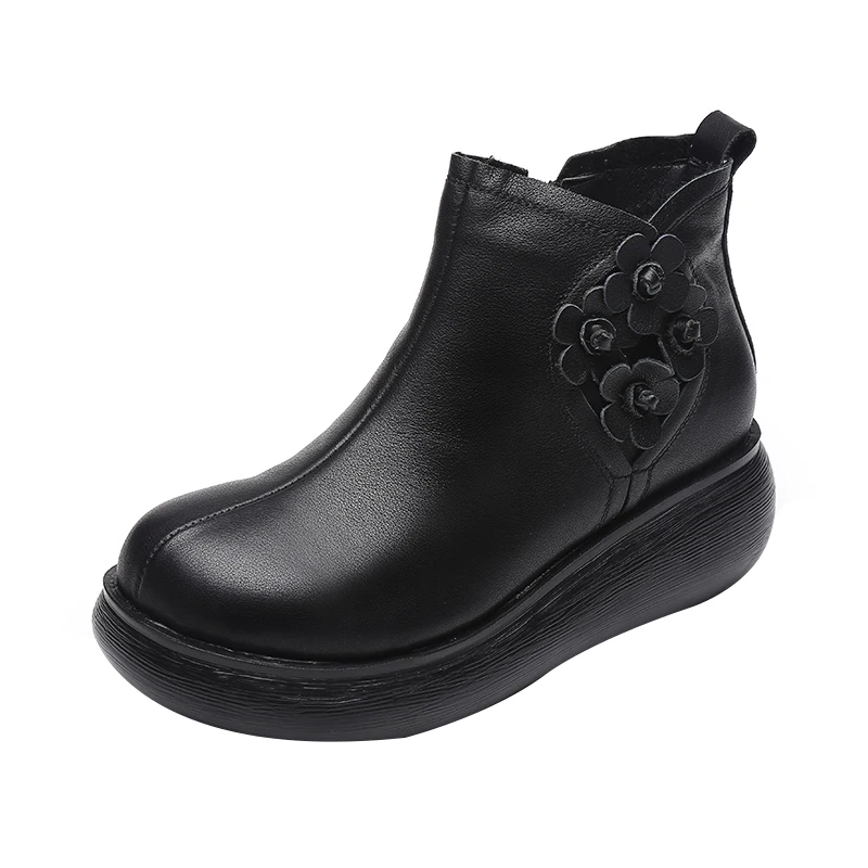 

Новинка 2022, модная женская универсальная обувь на плоской платформе, осенне-зимняя обувь, кожаные ботильоны, короткие ботинки в стиле ретро