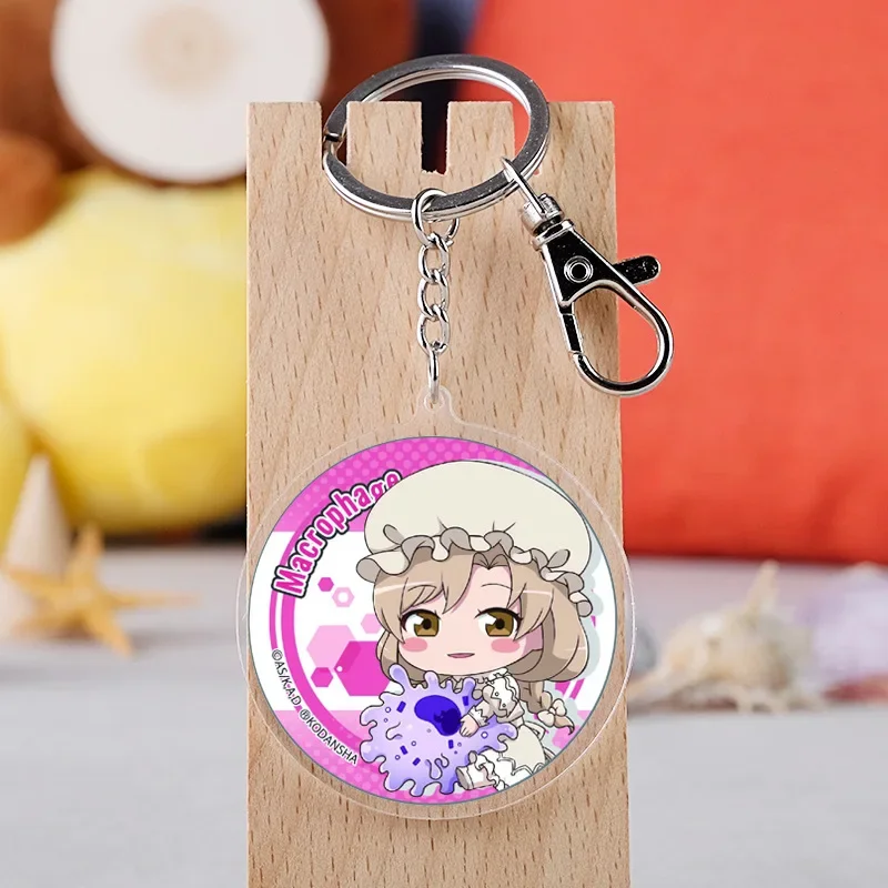 Брелок для ключей с элементами аниме Hataraku цепочка кулоном из эритроцитов Saibou