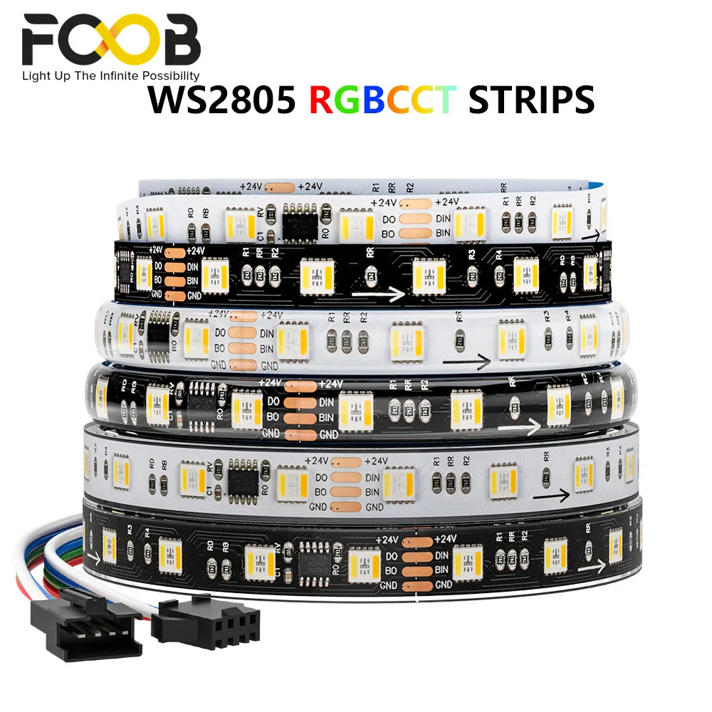 

FCOB WS2805 RGB CCT Пиксельная светодиодная лента 24В