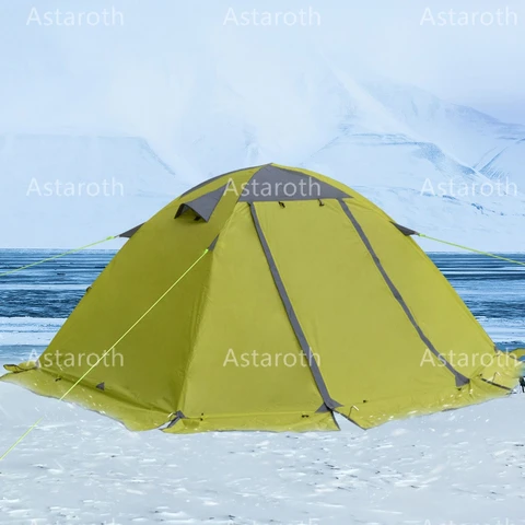 Туристическая зимняя палатка с юбкой-снегом, на 2 человек, с алюминиевым каркасом, легкая, для пешего туризма, скалолазания, снега, погоды