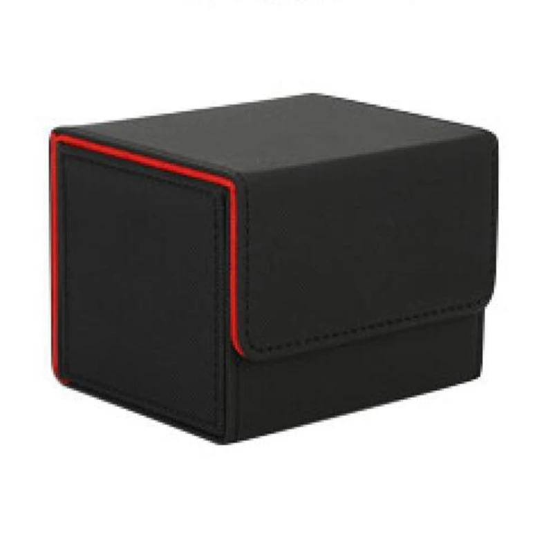 

3X Card Box Side-Loading Card Box Deck Case For Mtg Yugioh Card Binder Holder 100+,Black Red