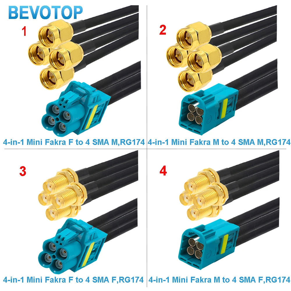 1 шт. Rosenberger сменный 4-в-1 Mini FAKRA на 4 разъема SMA папа/гнездо RG174 коаксиальный кабель 50