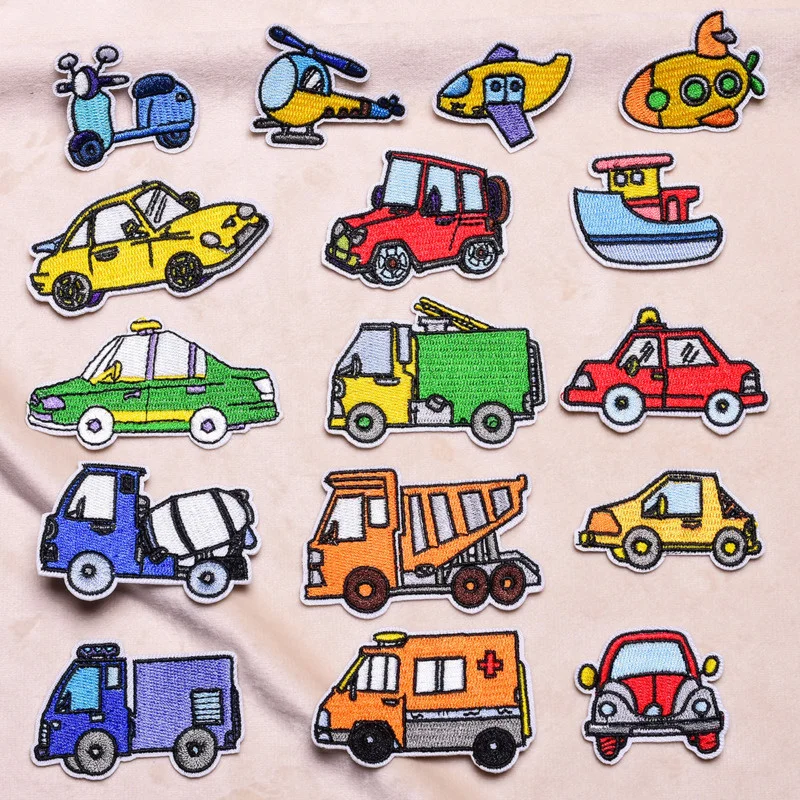

Cartoon car embroidery patch clothes damaged sewing decals DIY children's clothes pants toys ironing stickers accessories