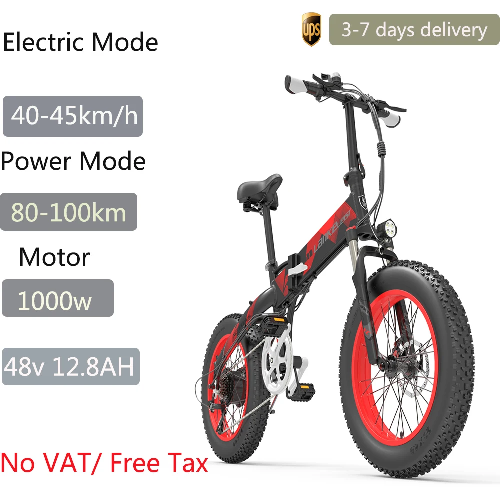 

X2000 Electric Folding Bike 48V 12.8AH 1000W Lithium Battery , Aluminum Alloy Frame Foldable Electric Bicycle for Men and Women