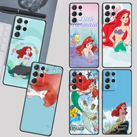 anime little mermaid case for samsung galaxy s22 s21 s20 ultra plus pro s10 s9 s8 s7 4g 5g soft tpu black phone cover capa coque