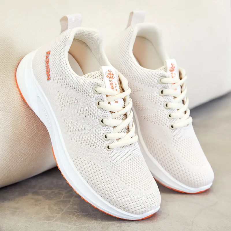 

Women's Shoes 2022 Autumn New Breathable Flying Woven Mesh Running Shoes Women's Flat-bottomed Lightweight Soft-soled Sneakers