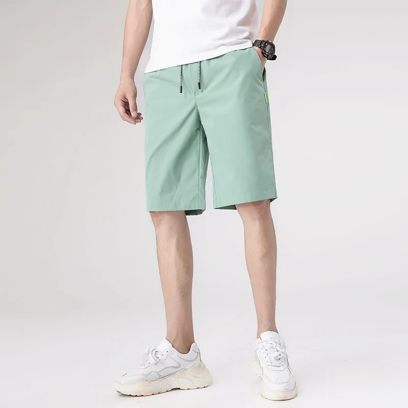 2022 Korean New Youth Summer Sports Beach Pants Men'S Solid Color Leisure Trend Straight Tube 5-Point Middle Trousers Students