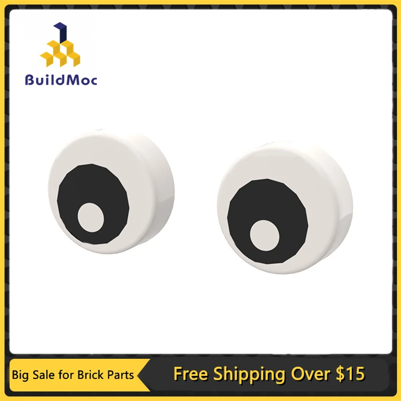 10 шт., детали MOC 98138pr0008, плитка, круглая, 1x1 с офсетным черным глазом, Совместимые Кирпичи, конструктор «сделай сам», детские игрушки