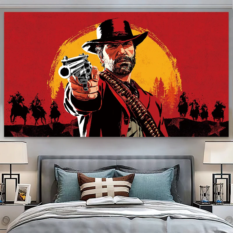 

Red Dead Redemption 2 Tapestry Canvas Poster Wall Art Print Painting Wallpaper Decorative Wall for Living Room Artwork Printed