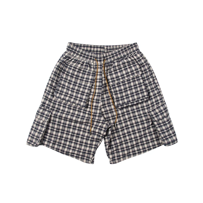 

RHUDE Shorts Check Drawstring Oversize Mesh Multi Pocket Men Women 1:1 Rhude Casual Shorts