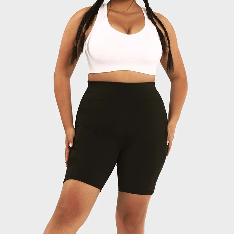 LUOYIYANG Pocket Plus Size Women's Shorts Push Up Gym Booty Lifting Sports Fitness Woman 2023 Lace Patchwork Yoga Clothing L-4XL