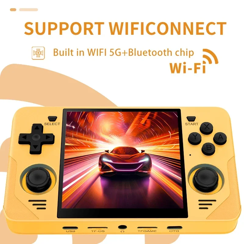 

POWKIDDY NEW RGB30 Yellow 4 Inch Ips Screen Built-in WIFI RK3566 Open-Source Retro Handheld Game Console Children's Gifts