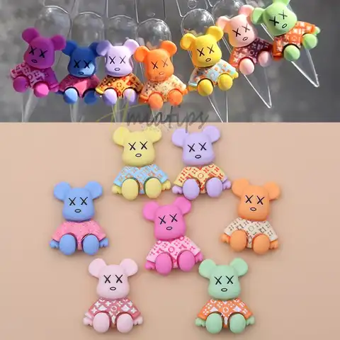 10 pieces.3D Kawai Cute Bear Nail Charms cartoon polymer luxurious acrylic tums rhinestones for nail design decorative accessories for manicure