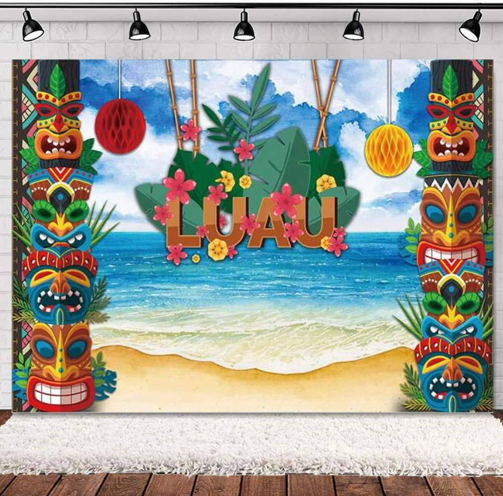 

Photography Backdrop Hawaii Aloha Party Tropical Summer Party Banner Beach Leaves Hawaiian Seaside Baby Shower Background Decor