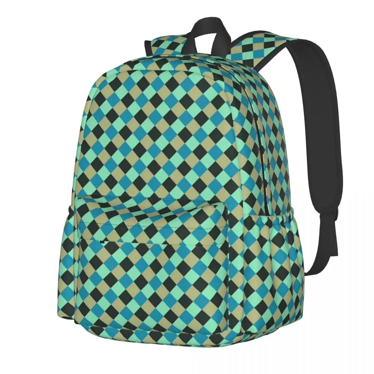 

Retro Square Backpack Green Blue Checkerboard Funny Backpacks Male University Durable School Bags High Quality Rucksack