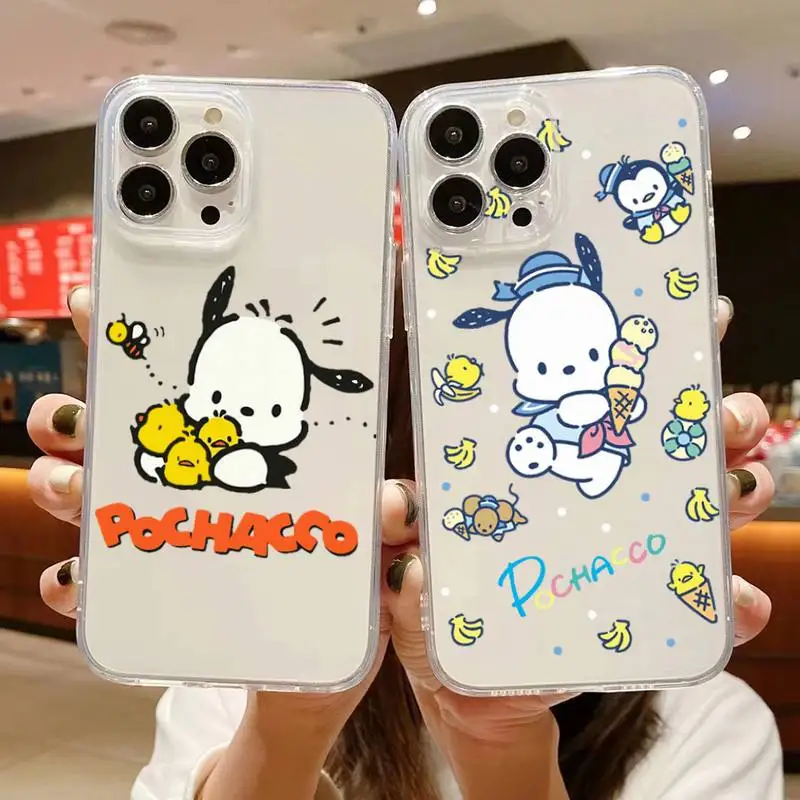 

Cartoon Dog Pochacco Phone Case For iphone 14 Plus 13 12 11 Pro Max Mini X XS XR Soft Transparent Cover