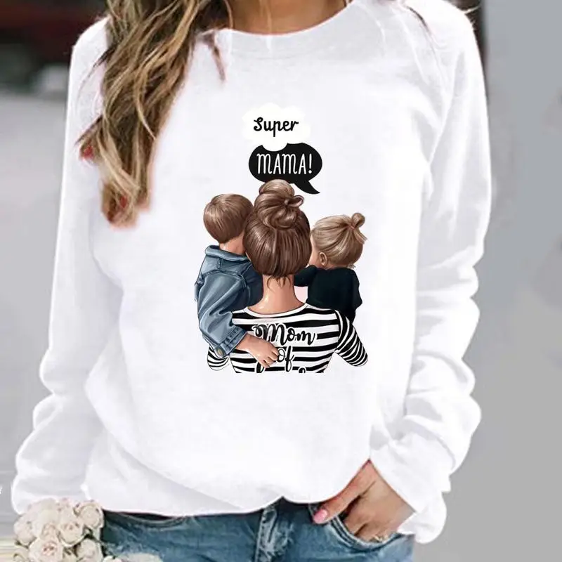 

Woman Pullovers O-neck Casual Clothing Ladies Spring Autumn Winter Hoodies Mom Love Sweet Trend 90s Womens Female Sweatshirts