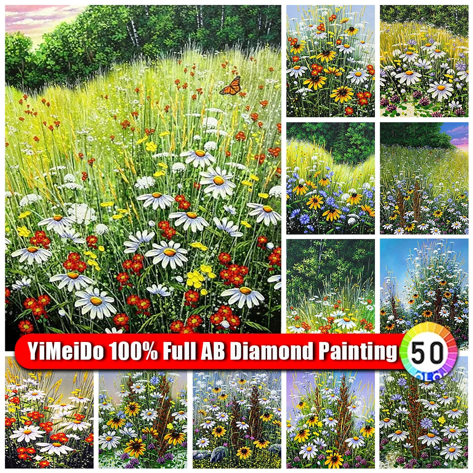 

YiMeiDo 100% AB Diamond Mosaic Flower Full Diamond Painting Chrysanthemum Picture of Rhinestones Art Embroidery Cross Stitch KIt