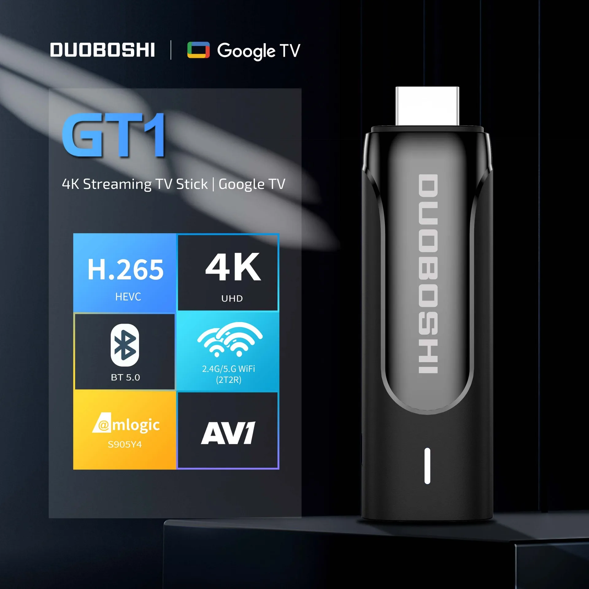 ТВ-приставка Google TV Stick 4K, сертифицированная Netflix, GT1 S905Y4, Android 11 GTV, быстрая передача Wi-Fi, Дистанционный пульт с голосовым Bluetooth, с поддержкой Chromecast Dolby HDMI 2.1