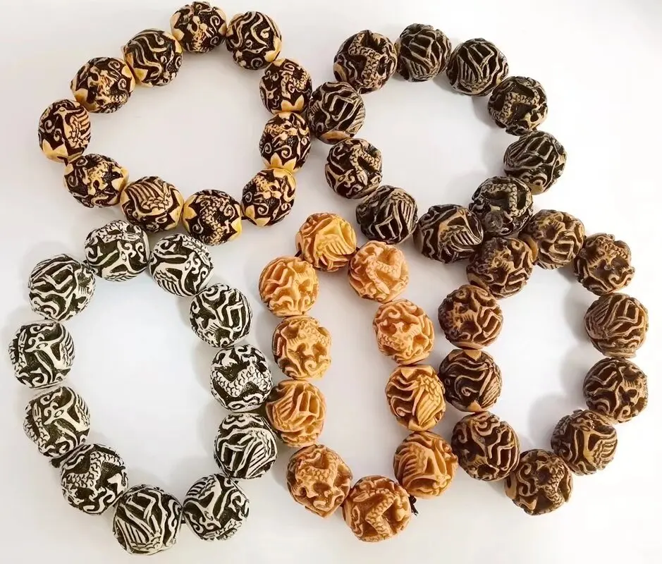 5 шт. браслет с гравировкой персонажей резьба из смолы яркий дракон феникс бусины