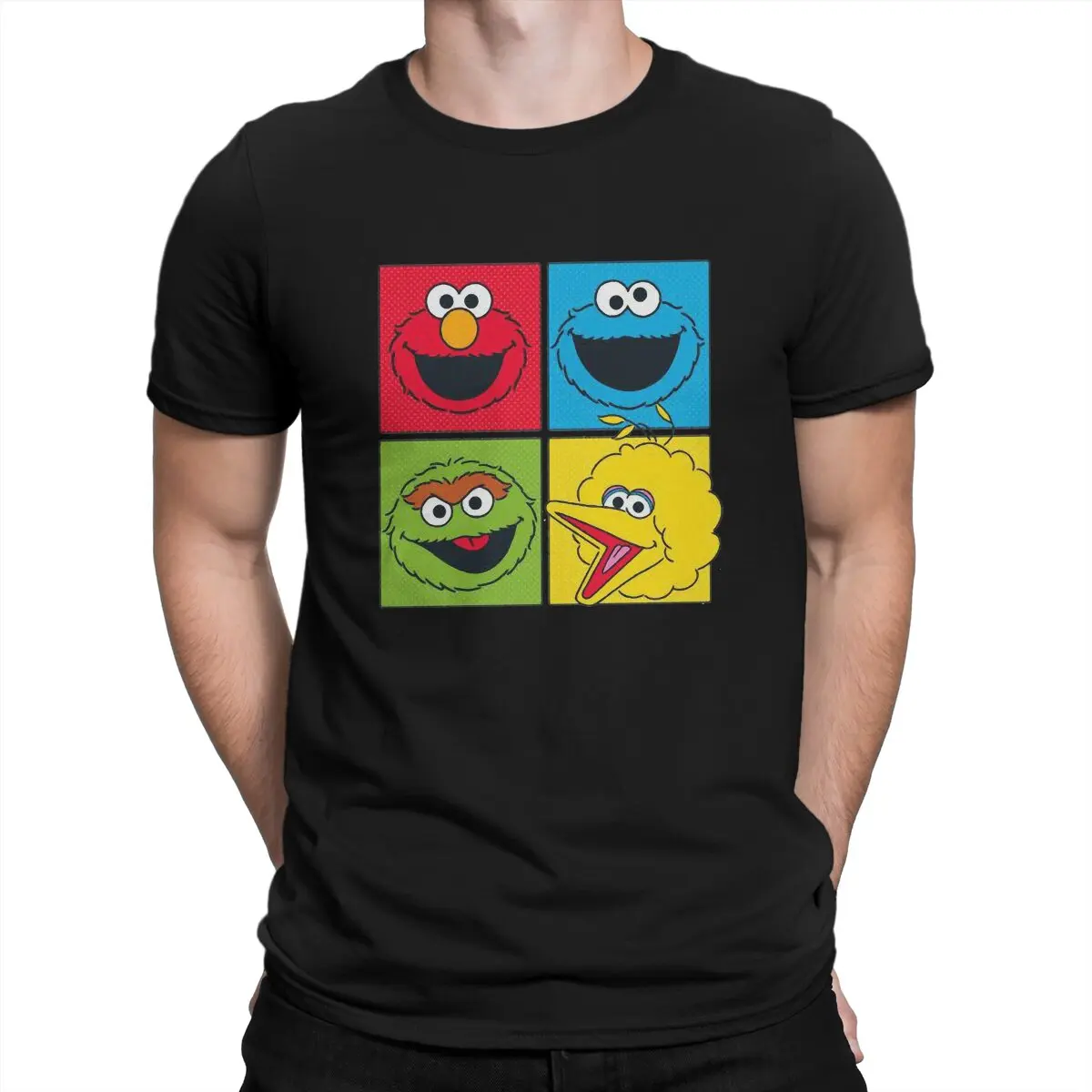 

Sesame Street 80s TV Series The Original Cool Kids T Shirt Polyester Goth Men Tees Summer Clothing Harajuku Crewneck TShirt