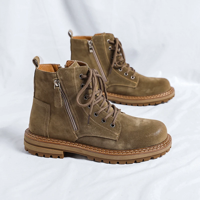 

Мужские ботинки на шнуровке, черные повседневные короткие ботинки из натуральной кожи, на толстой подошве, рабочая одежда, зима 2019