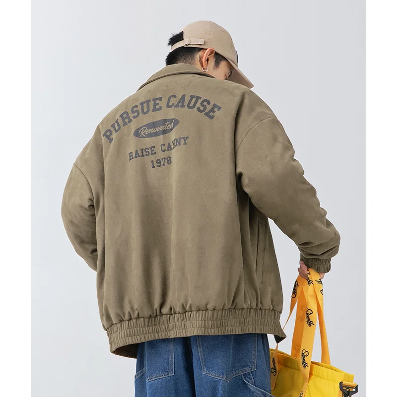 Streetwear Men New Style Black Suede Cotton-padded Clothes High Street Hip Hop Comfortable  Down Jacket Autumn and Winter Female