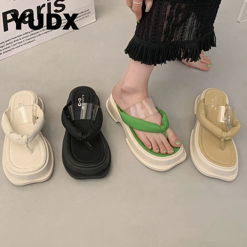 

Шлепанцы женские на платформе, пляжные сандалии на толстой подошве, повседневная Дизайнерская обувь с клипсой, лето, 2023