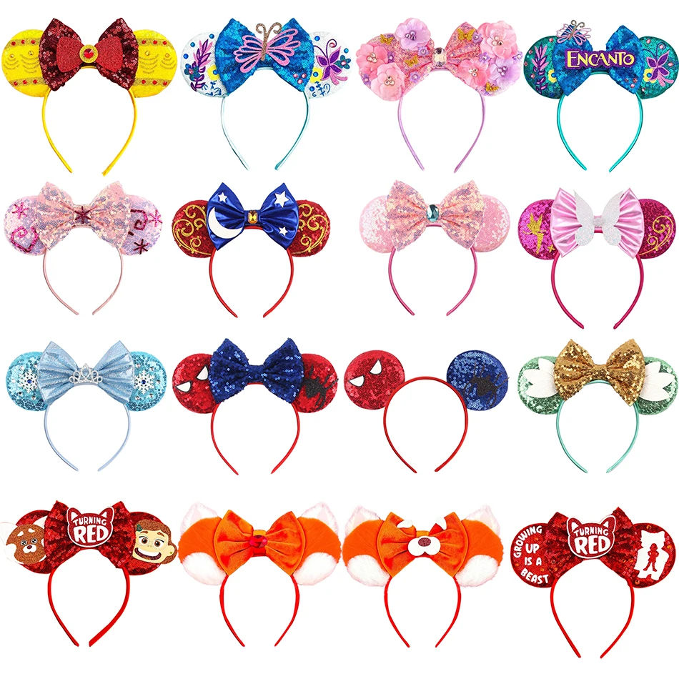 2022 Disney Mickey Ear Headband Sequins Bow Girl Mirabel Cosplay Hairband Adult Kid Party Gift Children Headwear July 4th Day