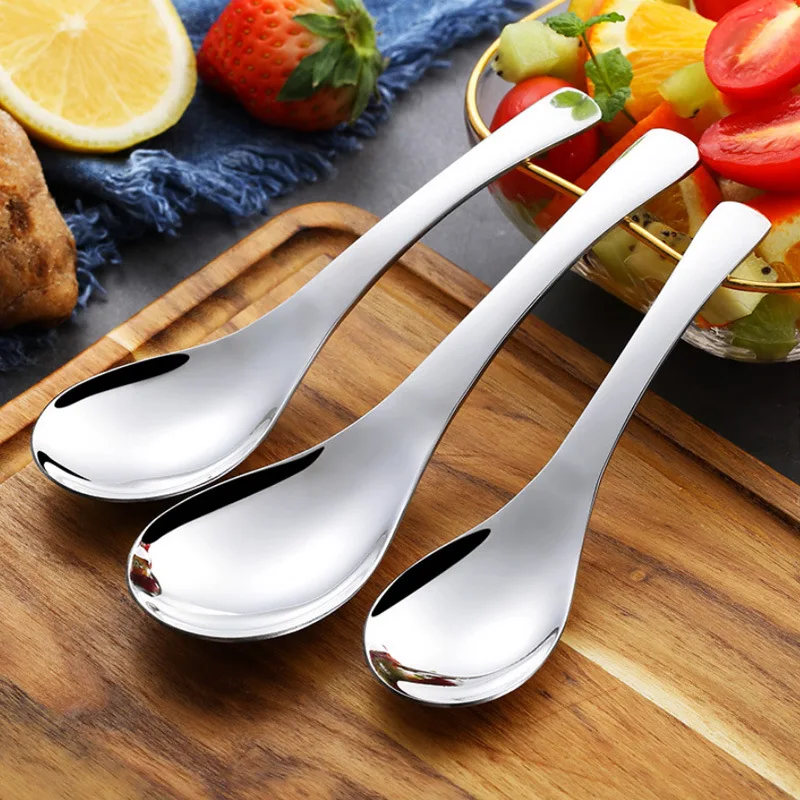 

1/2PCS Stainless Steel Soup Spoon Deepen Large Capacity Spoon Silver Mirror Polished Flatware Soup Rice Home Kitchen Tableware