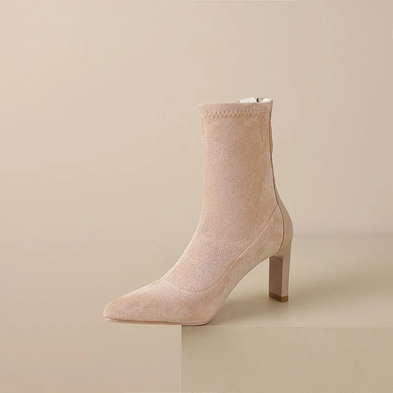 Ботинки-носки телесного цвета женские эластичные ботинки Новинка 2023 летние