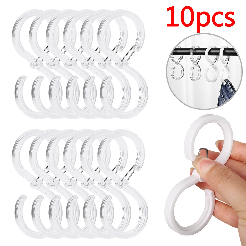 

1/10pc Multifunctional S-shaped Hook with Buckle Portable Kitchen Home Durable Organizer Windproof Hook Lock Hook Plastic Hanger