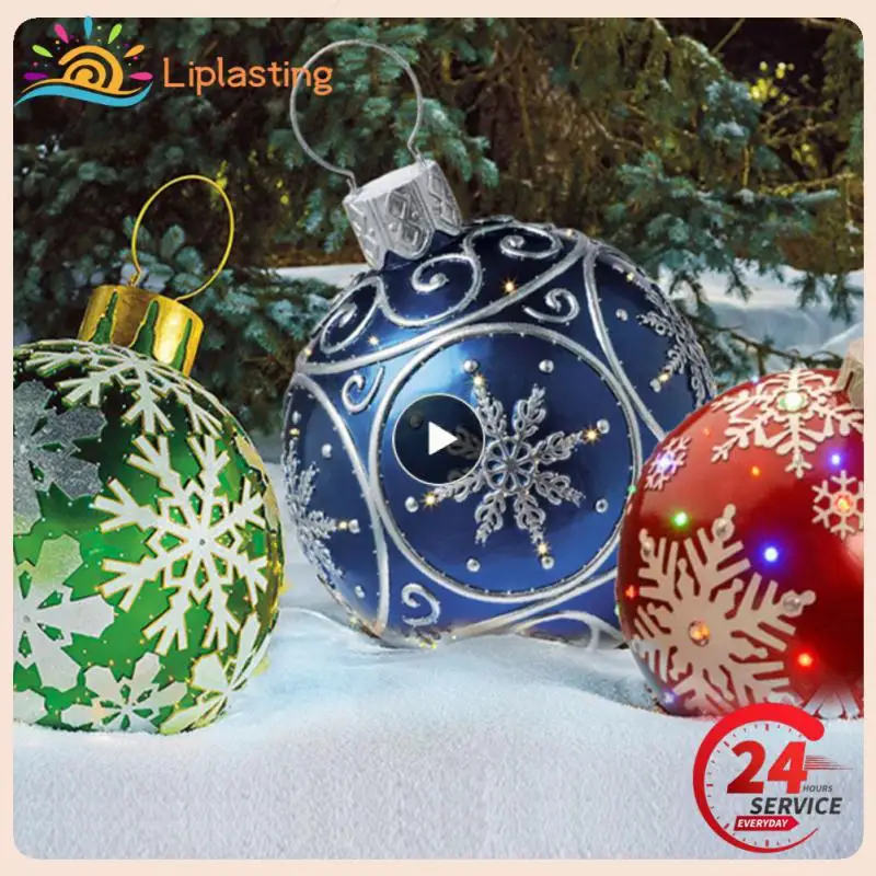

60CM Outdoor Christmas Inflatable Decorated Ball PVC Giant Big Ball Xmas Tree Decoration Christmas Outdoor Toy Ball For Home