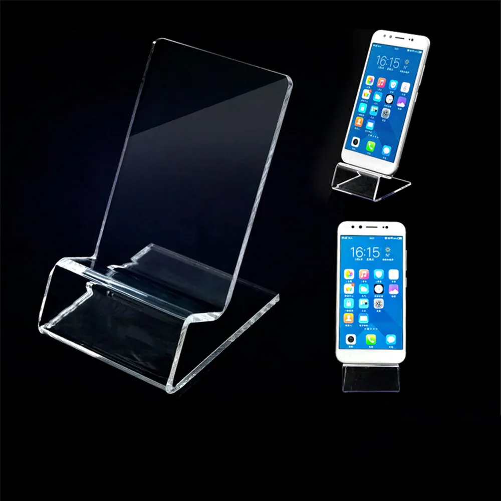 clear acrylic phone holder portable display stand rack stand for cell phone desk accessories card holders office supplies free global shipping
