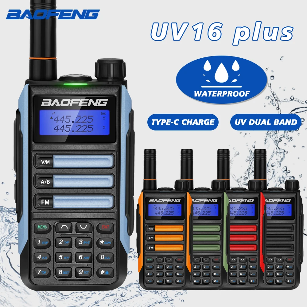 Original Baofeng UV 16 plus Walkie-talkie Mate 10w High Power USB Charger Long Range Waterproof Transceiver Ham Two Way Radio