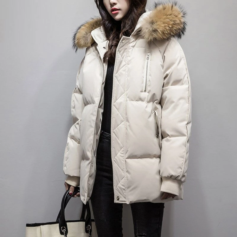 Winter Warm Down Padded Coat Women 2022 New Korean Version Loose Mid-Length Zipper Jacket Female With Hood Thick Winter Outwear