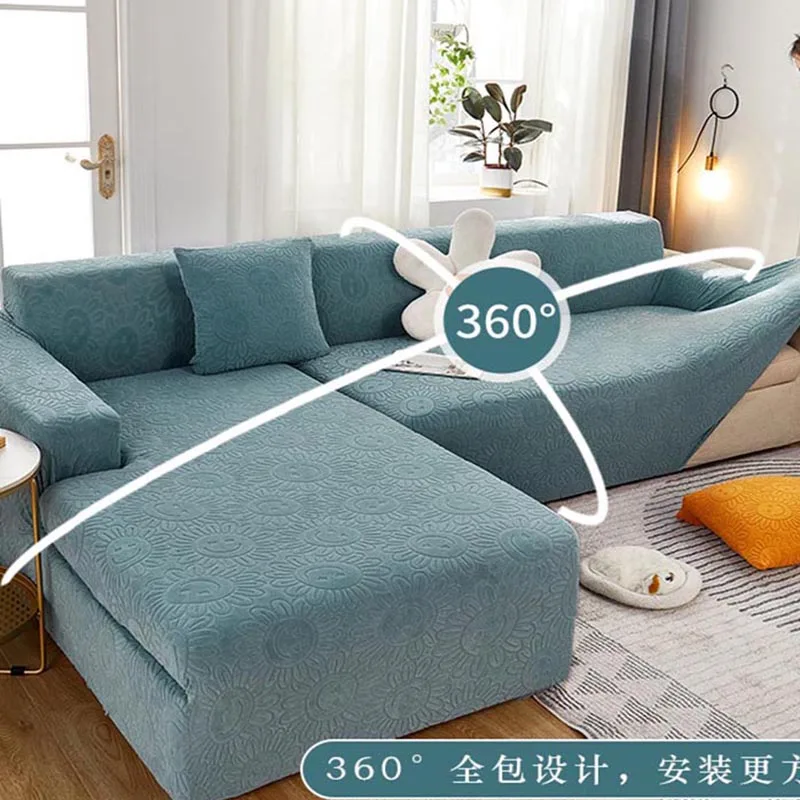 

Sofa Cover Jacquard Elasticity For Living Room Armchair Thick Cushion Corner Funiture Protector Slipcover Couch Cover