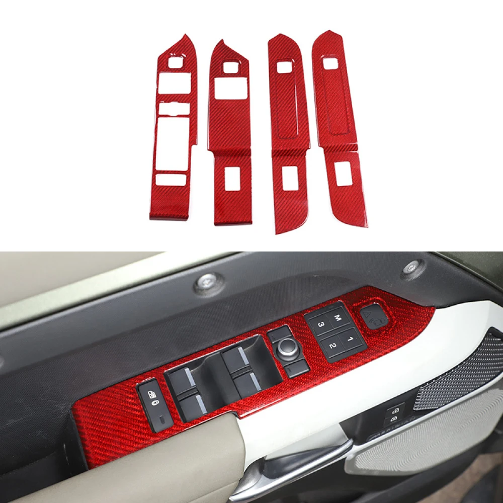 

For Land Rover Defender 20-22 True Carbon Fiber-Red/Black Glass Lifting Window Decoration Interior Modified Car Supplies