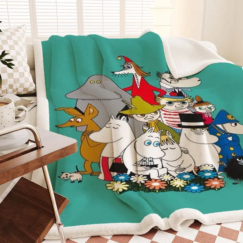 Фото Плотное теплое одеяло Moomin: мягкий плед для офиса, дневного сна, осени и зимы, утолщенное одеяло для повседневного использования №1