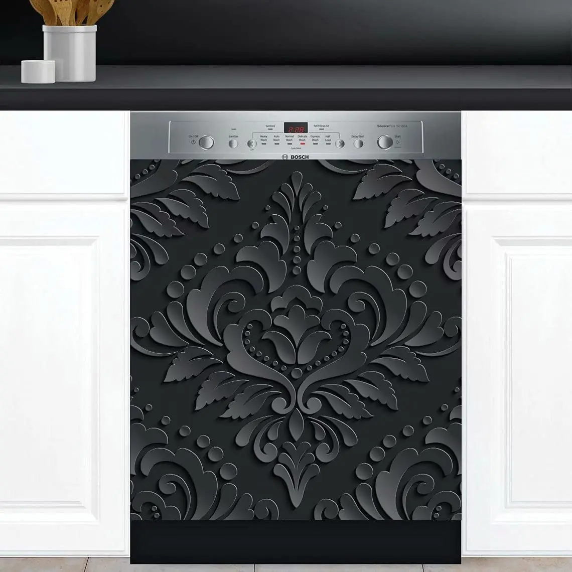 

Dishwasher Magnets Decorative Cover Home Kitchen Dishwasher Decoration Abstaract Decal-Black